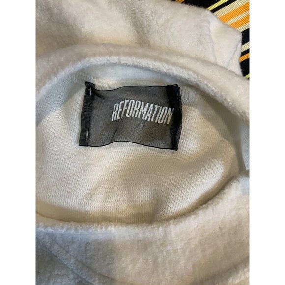 Reformation Surplus Fabric White Terry Cold Shoulder Long Sleeve Top Size Small - Picture 5 of 6